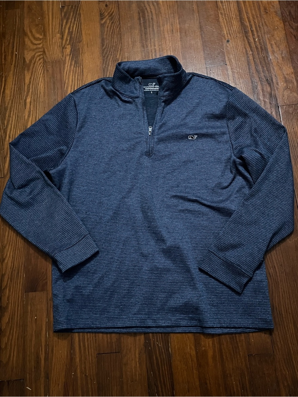 Vineyard Vines Men's Navy Houndstooth Quarter-Zip Pullover